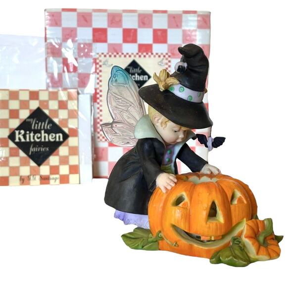 My Little Kitchen Fairies JACK O LANTERN FAIRY Lite Up Pumpkin Witch Fairy Girl - Picture 1 of 11
